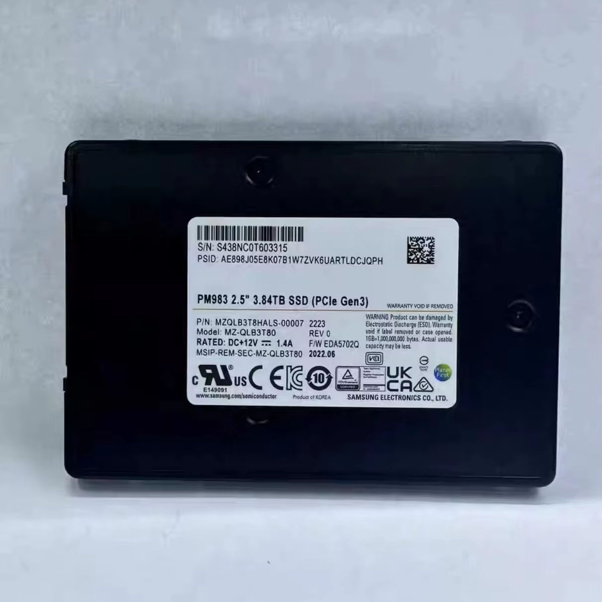 Samsung PM983  3.84T U.2 NVME