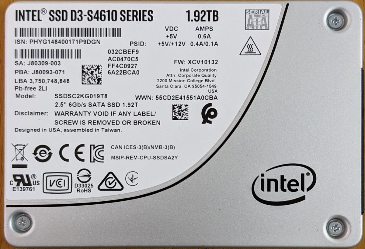 Intel D3-S4610 1.92 Tb SATA 6Gb/s SSDSC2KG019T801